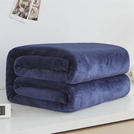 230GSM Coral Fleece Flannel Blankets For Beds Solid Blue Pink Soft Warm Thin Bedspread Sofa Cover Faux Fur Plaid Blanket - Sleep Galleria