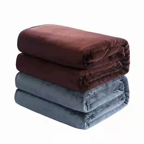 230GSM Coral Fleece Flannel Blankets For Beds Solid Blue Pink Soft Warm Thin Bedspread Sofa Cover Faux Fur Plaid Blanket - Sleep Galleria