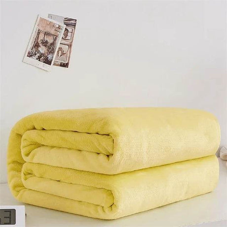 230GSM Coral Fleece Flannel Blankets For Beds Solid Blue Pink Soft Warm Thin Bedspread Sofa Cover Faux Fur Plaid Blanket - Sleep Galleria