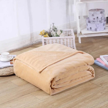 230GSM Coral Fleece Flannel Blankets For Beds Solid Blue Pink Soft Warm Thin Bedspread Sofa Cover Faux Fur Plaid Blanket - Sleep Galleria