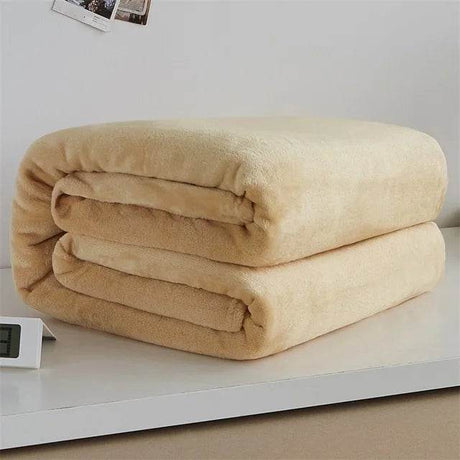 230GSM Coral Fleece Flannel Blankets For Beds Solid Blue Pink Soft Warm Thin Bedspread Sofa Cover Faux Fur Plaid Blanket - Sleep Galleria
