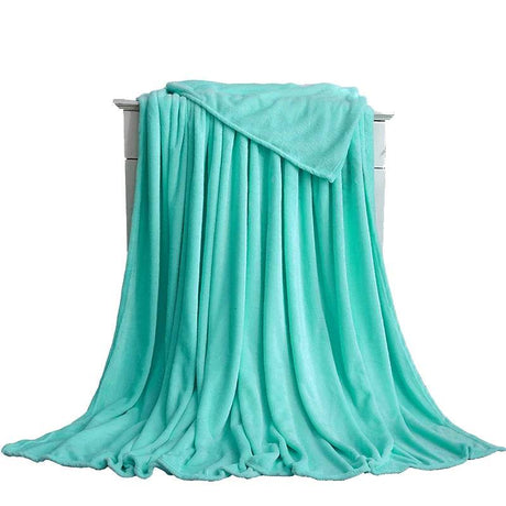 230GSM Coral Fleece Flannel Blankets For Beds Solid Blue Pink Soft Warm Thin Bedspread Sofa Cover Faux Fur Plaid Blanket - Sleep Galleria