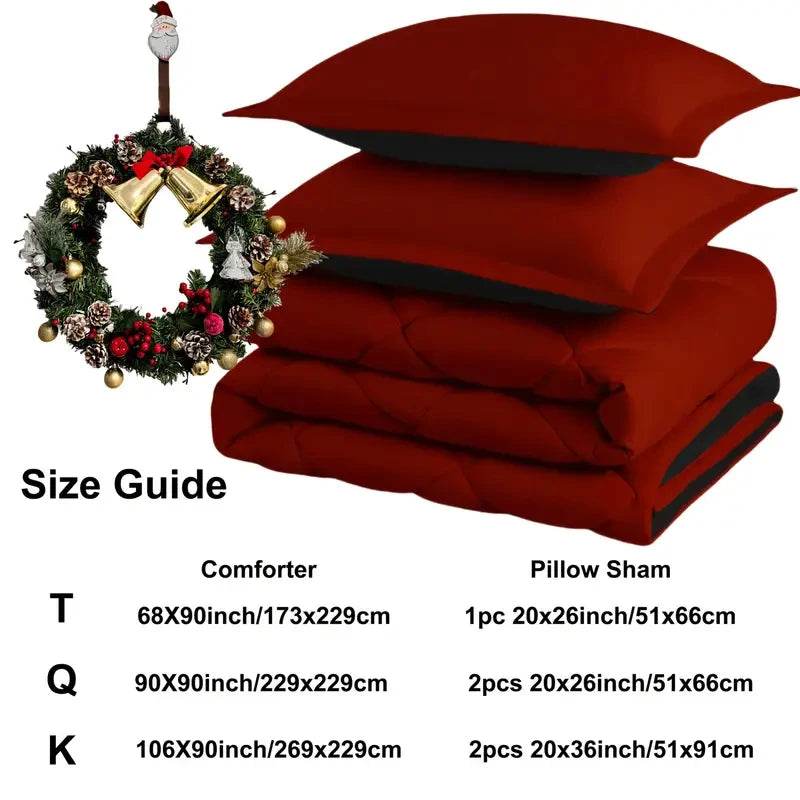 2/3pcs Reversible Comforter Bedding Set, Comforter Set Queen/King Size,For All Seasons, 1 Comforter And 1/2 Pillow Shams - Sleep Galleria