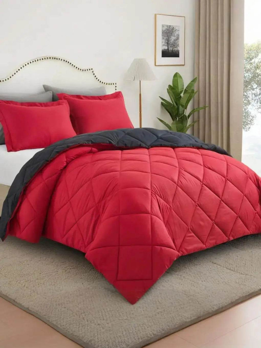 2/3pcs Reversible Comforter Bedding Set, Comforter Set Queen/King Size,For All Seasons, 1 Comforter And 1/2 Pillow Shams - Sleep Galleria