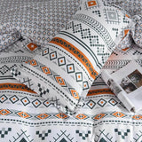 3 Piece Aztec Geometric Duvet Cover Set Twin Set, Folk Style White and Orange Sheets, Super Soft Zipper Closure Quilt Cover, - Sleep Galleria