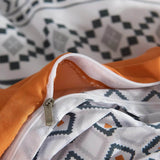 3 Piece Aztec Geometric Duvet Cover Set Twin Set, Folk Style White and Orange Sheets, Super Soft Zipper Closure Quilt Cover, - Sleep Galleria