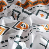 3 Piece Aztec Geometric Duvet Cover Set Twin Set, Folk Style White and Orange Sheets, Super Soft Zipper Closure Quilt Cover, - Sleep Galleria