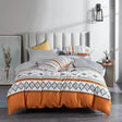 3 Piece Aztec Geometric Duvet Cover Set Twin Set, Folk Style White and Orange Sheets, Super Soft Zipper Closure Quilt Cover, - Sleep Galleria