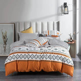 3 Piece Aztec Geometric Duvet Cover Set Twin Set, Folk Style White and Orange Sheets, Super Soft Zipper Closure Quilt Cover, - Sleep Galleria