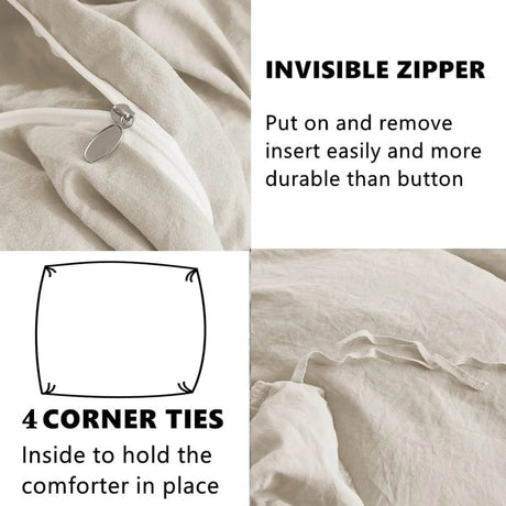 3 Piece Ruffled Duvet Cover Set Queen,Farmhouse Ruffle Comforter Set,Cozy Bedding Set - 1 Ruffle Comforter and 2 Pillowcases - Sleep Galleria