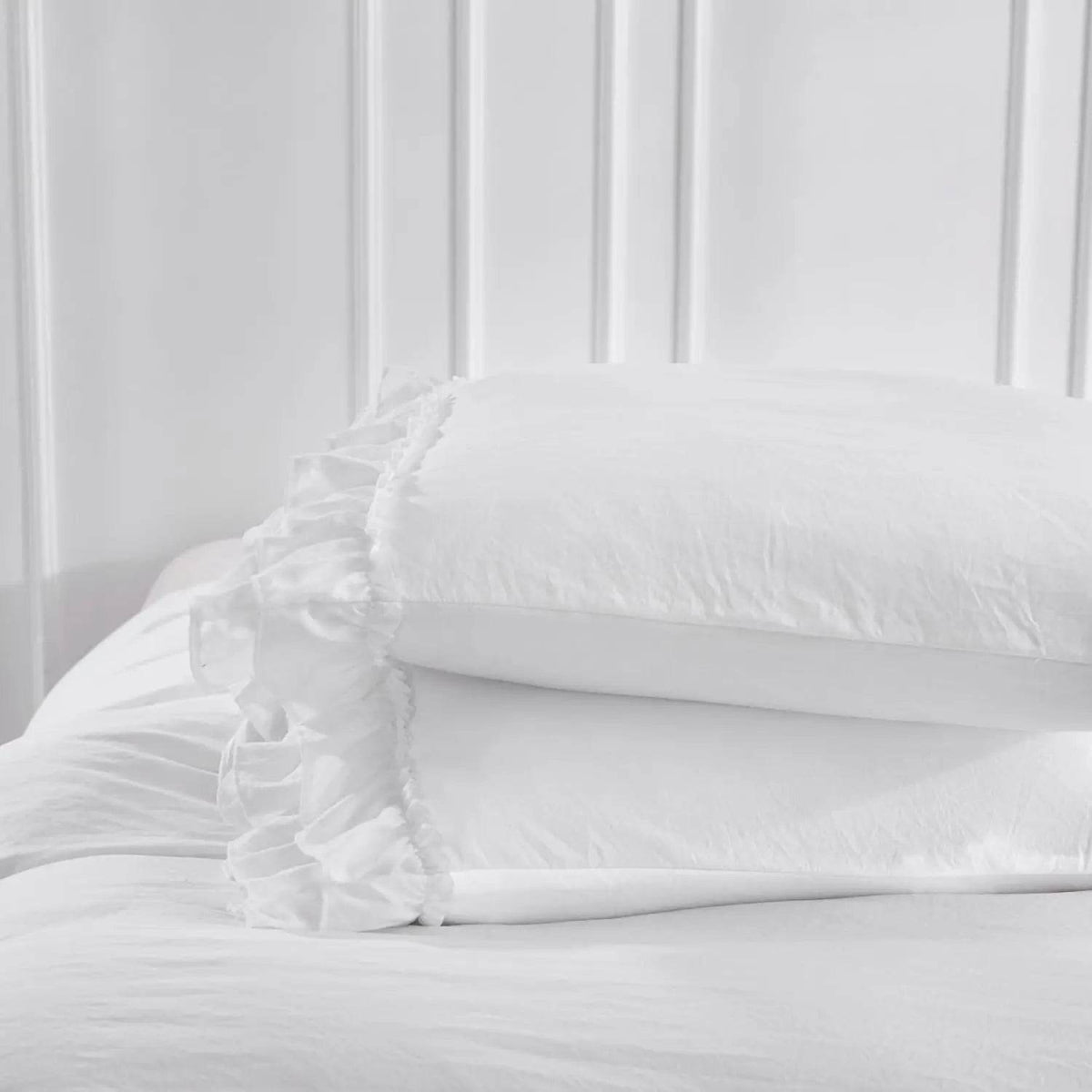 3 Piece Ruffled Duvet Cover Set Queen,Farmhouse Ruffle Comforter Set,Cozy Bedding Set - 1 Ruffle Comforter and 2 Pillowcases - Sleep Galleria