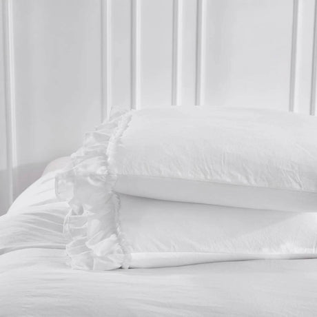 3 Piece Ruffled Duvet Cover Set Queen,Farmhouse Ruffle Comforter Set,Cozy Bedding Set - 1 Ruffle Comforter and 2 Pillowcases - Sleep Galleria