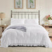 3 Piece Ruffled Duvet Cover Set Queen,Farmhouse Ruffle Comforter Set,Cozy Bedding Set - 1 Ruffle Comforter and 2 Pillowcases - Sleep Galleria