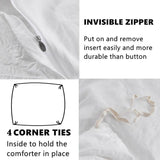3 Piece Ruffled Duvet Cover Set Queen,Farmhouse Ruffle Comforter Set,Cozy Bedding Set - 1 Ruffle Comforter and 2 Pillowcases - Sleep Galleria