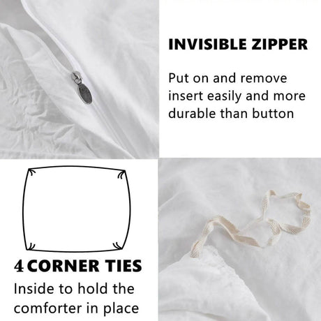 3 Piece Ruffled Duvet Cover Set Queen,Farmhouse Ruffle Comforter Set,Cozy Bedding Set - 1 Ruffle Comforter and 2 Pillowcases - Sleep Galleria