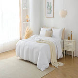 3 Pieces Solid Color Bedding Set with 1 Duvet Cover and 2 Pillow Shams, Comforter Not Included (King Size, White) - Sleep Galleria