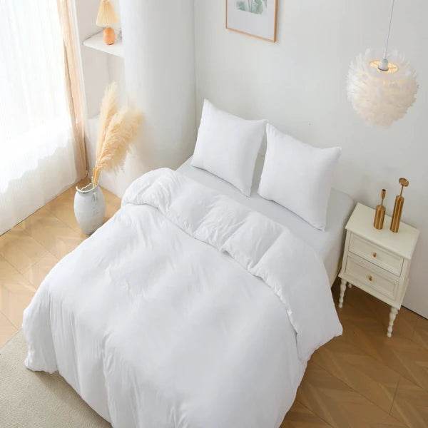 3 Pieces Solid Color Bedding Set with 1 Duvet Cover and 2 Pillow Shams, Comforter Not Included (King Size, White) - Sleep Galleria
