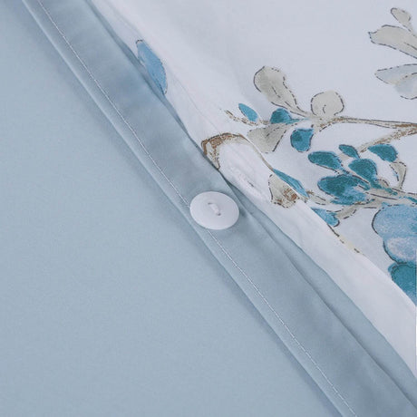 3pcs 600TC 100% Egyptian Cotton Duvet Cover Set, Blue Watercolor Floral, Soft Breathable Skin-Friendly (No Inserts) - Sleep Galleria