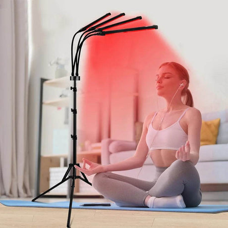 4 Head Red Light Therapy Lamp Infrared Light w/Timer Adjustable 660nm 850nm Near Infrared Light for Body Pain Relief Skin Care - Sleep Galleria