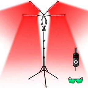 4 Head Red Light Therapy Lamp Infrared Light w/Timer Adjustable 660nm 850nm Near Infrared Light for Body Pain Relief Skin Care - Omega Lifestyles