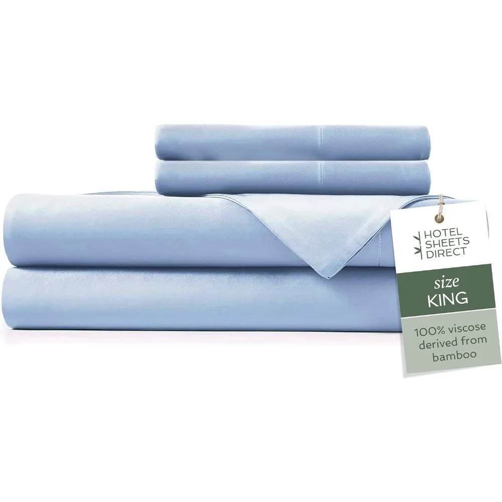 4 Piece Bed Sheet Set King Size, 100% Viscose Derived from Bamboo Sheets Set with 2 Pillowcases, Cooling & Breathable Luxury Be - Omega Lifestyles