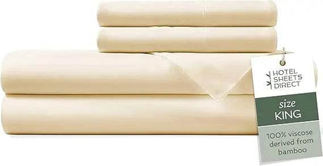 4 Piece Bed Sheet Set King Size, 100% Viscose Derived from Bamboo Sheets Set with 2 Pillowcases, Cooling & Breathable Luxury Be - Omega Lifestyles