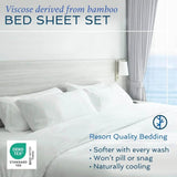 4 Piece Bed Sheet Set King Size, 100% Viscose Derived from Bamboo Sheets Set with 2 Pillowcases, Cooling & Breathable Luxury Be - Omega Lifestyles