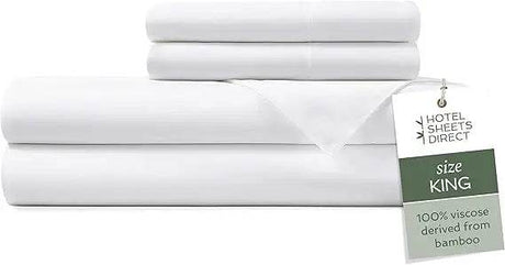4 Piece Bed Sheet Set King Size, 100% Viscose Derived from Bamboo Sheets Set with 2 Pillowcases, Cooling & Breathable Luxury Be - Omega Lifestyles