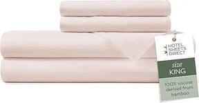 4 Piece Bed Sheet Set King Size, 100% Viscose Derived from Bamboo Sheets Set with 2 Pillowcases, Cooling & Breathable Luxury Be - Omega Lifestyles