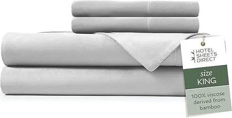 4 Piece Bed Sheet Set King Size, 100% Viscose Derived from Bamboo Sheets Set with 2 Pillowcases, Cooling & Breathable Luxury Be - Omega Lifestyles
