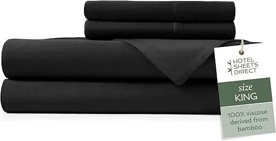 4 Piece Bed Sheet Set King Size, 100% Viscose Derived from Bamboo Sheets Set with 2 Pillowcases, Cooling & Breathable Luxury Be - Omega Lifestyles