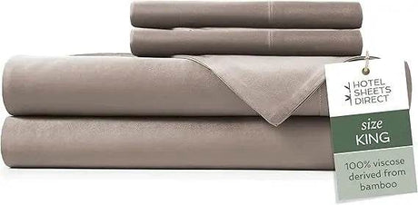 4 Piece Bed Sheet Set King Size, 100% Viscose Derived from Bamboo Sheets Set with 2 Pillowcases, Cooling & Breathable Luxury Be - Omega Lifestyles