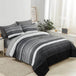 7 Piece Bed Stripe Comforter Set, Queen Size, Patchwork Striped Comforter and Sheet Set, Soft Microfiber Complete Bedding Sets - Omega Lifestyles