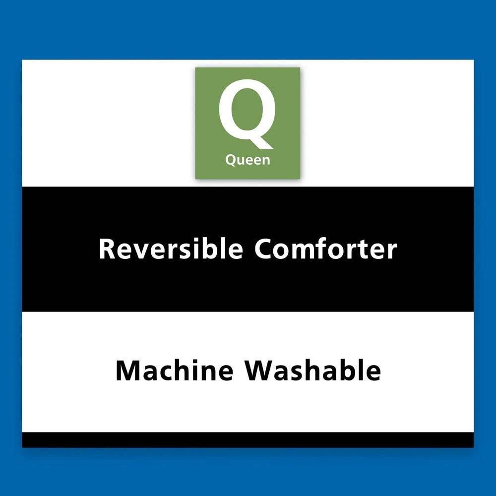 7 Piece Reversible Bed in a Bag Comforter Set with Sheets Pillowcases Shams Fitted Flat Queen Size Machine Washable Polyester - Sleep Galleria