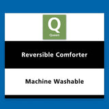 7 Piece Reversible Bed in a Bag Comforter Set with Sheets Pillowcases Shams Fitted Flat Queen Size Machine Washable Polyester - Sleep Galleria