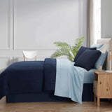 7 Piece Reversible Bed in a Bag Comforter Set with Sheets Pillowcases Shams Fitted Flat Queen Size Machine Washable Polyester - Sleep Galleria