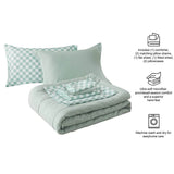 7 Piece Reversible Bed in a Bag Comforter Set with Sheets Soft Polyester Queen Bedding Set Machine Washable Storage Bag - Sleep Galleria