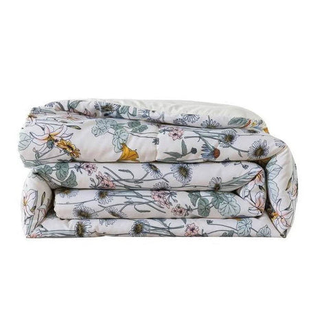 7 Piece Reversible Comforter Set with Sheets Floral Design Soft Polyester Includes Pillow Shams Storage Bag Unisex Bedding - Sleep Galleria