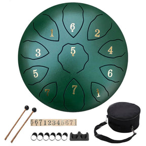 8 Inch 11 Notes Hand Pan Drum with Drum Mallets Carry Bag Finger Picks Stickers Rain Drum Instrument F Key for Meditation Yoga - Omega Lifestyles