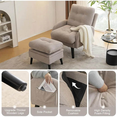 Adjustable Backrest Upholstered Accent Chair - Omega Lifestyles