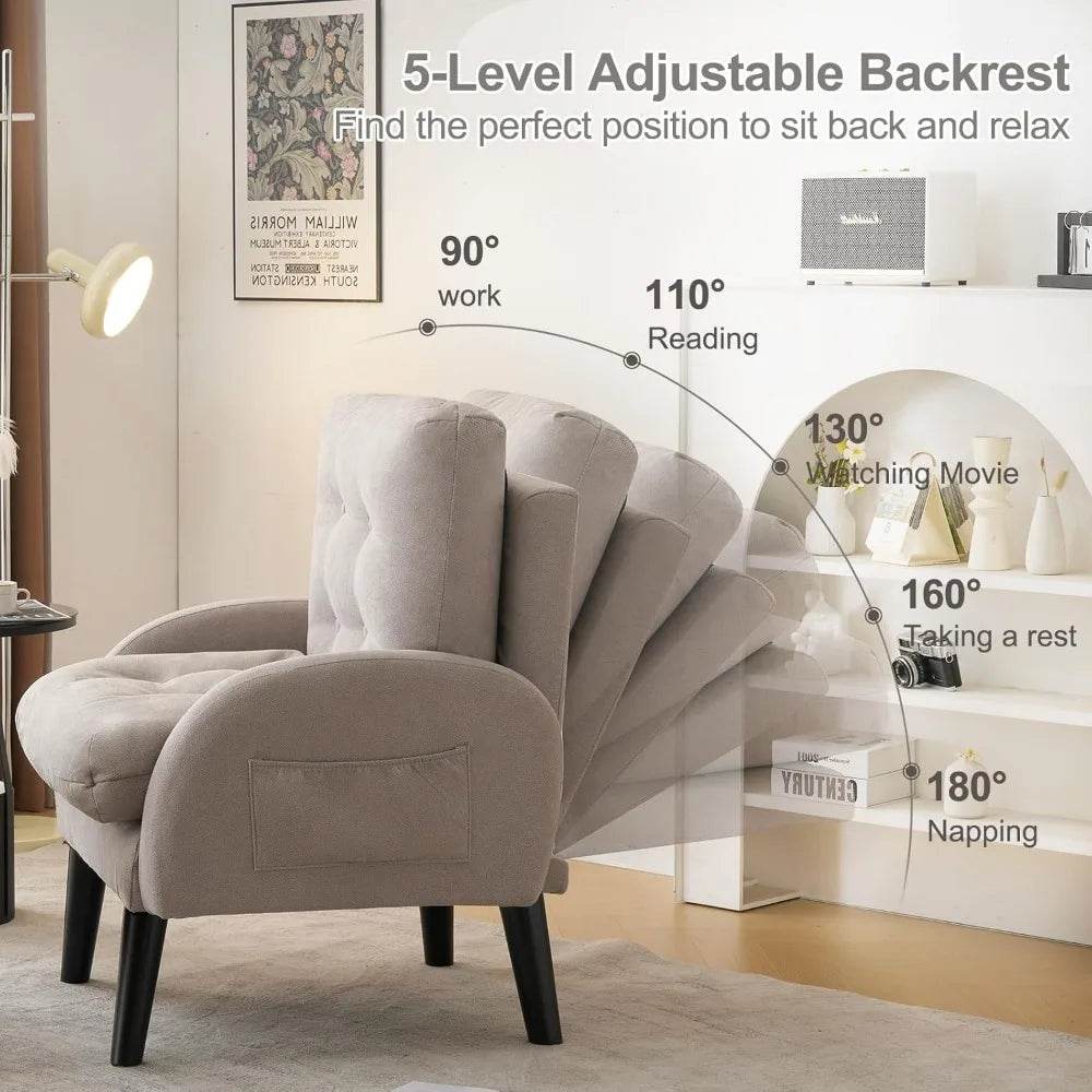 Adjustable Backrest Upholstered Accent Chair - Omega Lifestyles