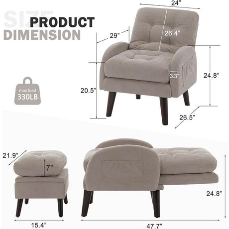 Adjustable Backrest Upholstered Accent Chair - Omega Lifestyles