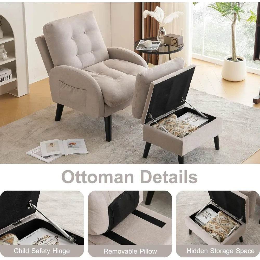 Adjustable Backrest Upholstered Accent Chair - Omega Lifestyles