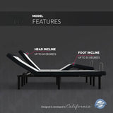 Adjustable Bed Base Frame with Head and Foot Incline, Wireless Remote Control, Easy Assembly, and 10 Year Warranty - Sleep Galleria