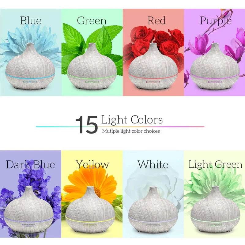 Air Humidifier Essential Oil Diffuser 500ML With Lights Remote Control Ultrasound Electric Aromatherapy Diffuser - Omega Lifestyles