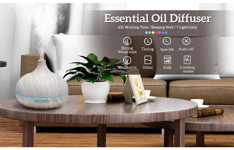 Air Humidifier Essential Oil Diffuser 500ML With Lights Remote Control Ultrasound Electric Aromatherapy Diffuser - Omega Lifestyles