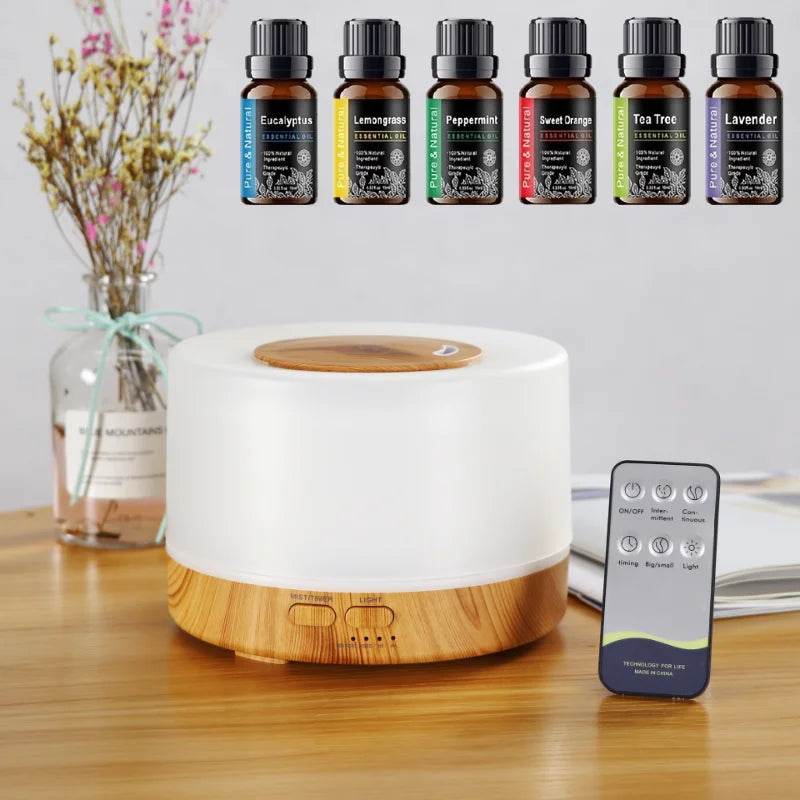 Air Humidifier Essential Oil Diffuser 500ML With Lights Remote Control Ultrasound Electric Aromatherapy Diffuser - Omega Lifestyles