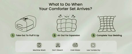 Bedding Set, 7 Pieces King Comforter Set in Green Ruffle, Shabby Chic Bed in A Bag with Premium Brushed Microfiber, Bedding - Omega Lifestyles