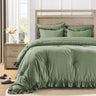 Bedding Set, 7 Pieces King Comforter Set in Green Ruffle, Shabby Chic Bed in A Bag with Premium Brushed Microfiber, Bedding - Omega Lifestyles