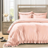 Bedding Set, 7 Pieces King Comforter Set in Green Ruffle, Shabby Chic Bed in A Bag with Premium Brushed Microfiber, Bedding - Omega Lifestyles